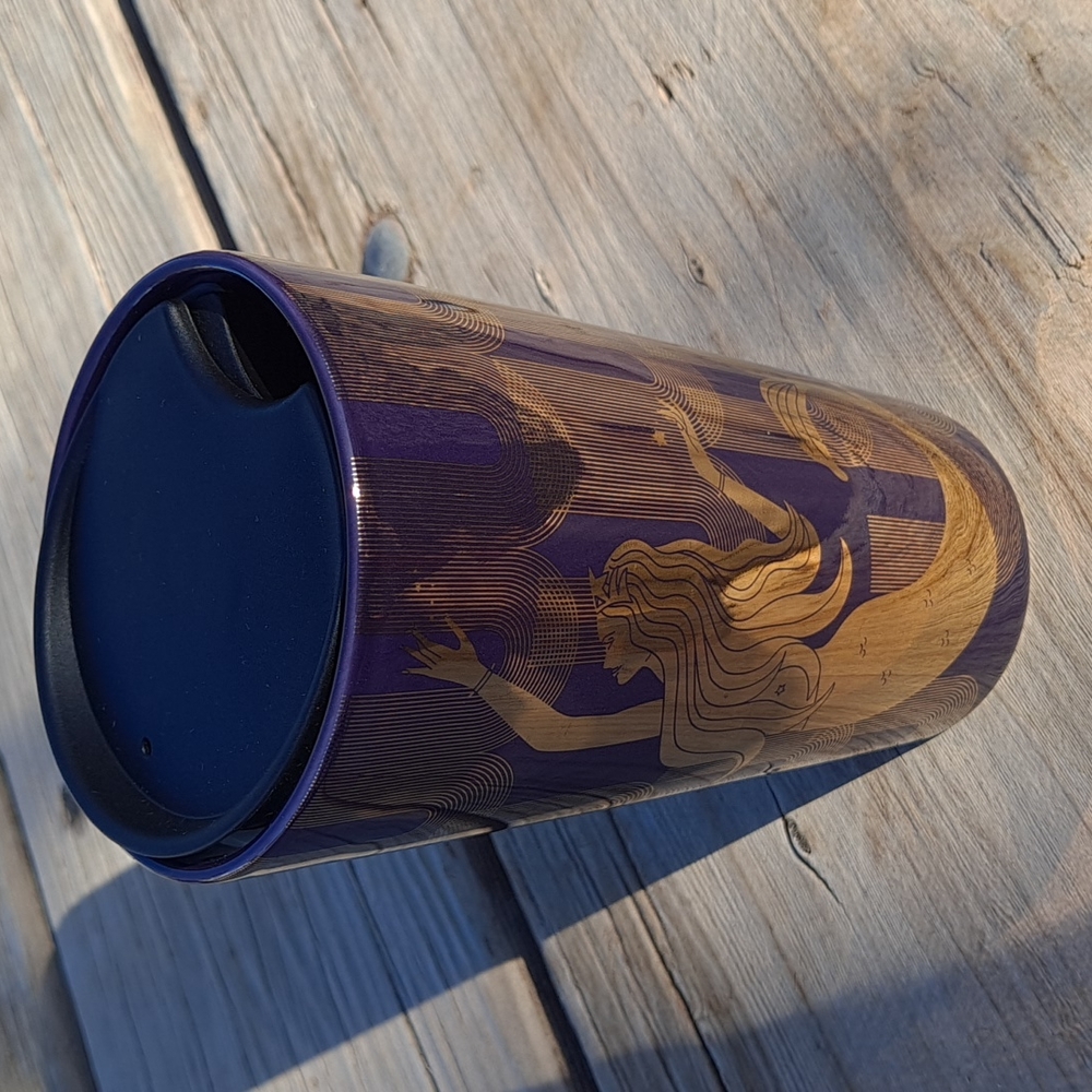 Starbucks Holiday Siren Mermaid Purple/Gold Ceramic Tumbler 2020 New w/ Lid 12oz